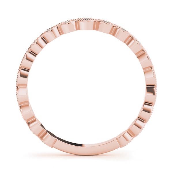 Marquise Shaped Milgrain Stackable Band (1/8 ct. tw.), Side view in rose gold