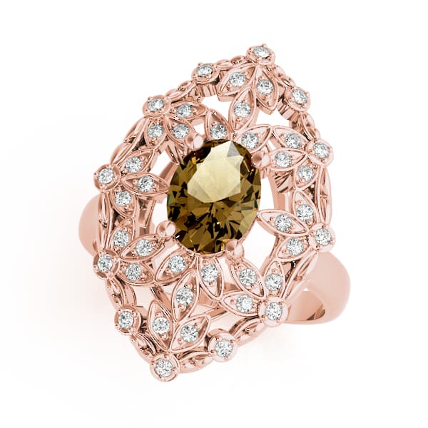 Nature Inspired Leaf Shaped Fashion Ring (0.2 ct. tw.), Front view in rose gold