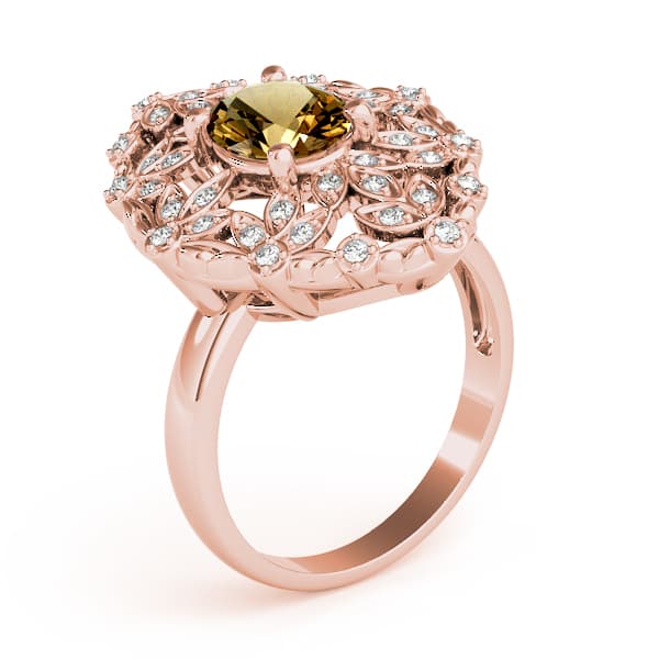 Nature Inspired Leaf Shaped Fashion Ring (0.2 ct. tw.), Angle view in rose gold