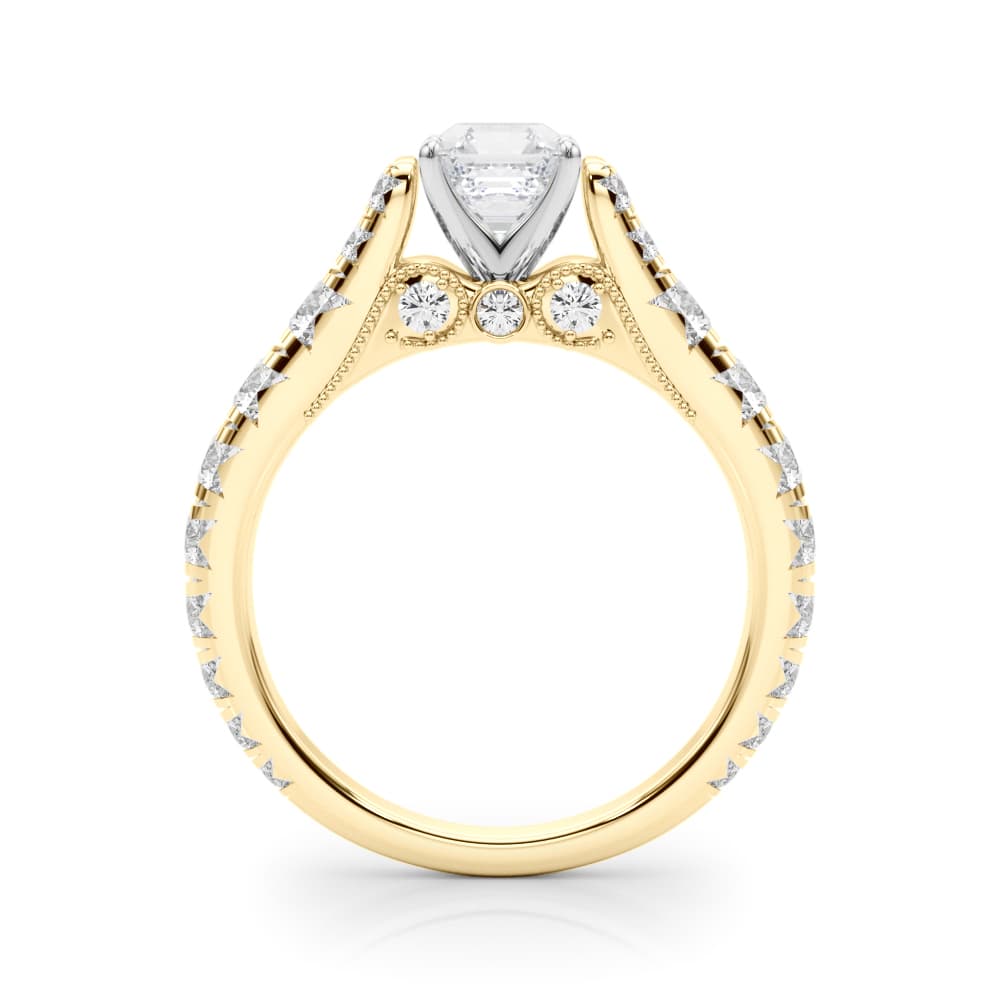 Graduating Engagement Ring, style 84773, Side view in yellow gold