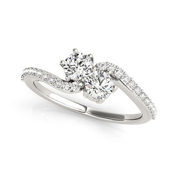 2-Stone Bypass Curved Fashion Rings — 3/4 CT — View 1