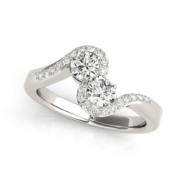 2-Stone Bypass Prong Set Fashion Rings — 3/4 CT — View 1