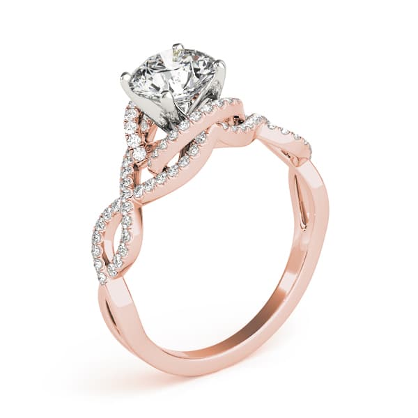Infinity Twisted Shank Engagement Ring, style 84813, Angle view in rose gold