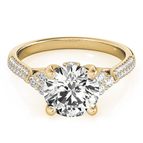 Multi-Row Pavé Cluster Side Engagement Ring, style 84814, On hand view in yellow gold