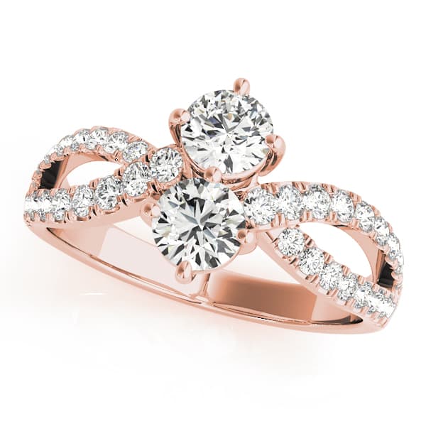 2-Stone Twisted Shank Fashion Ring (3/8 ct. tw.), Front view in rose gold