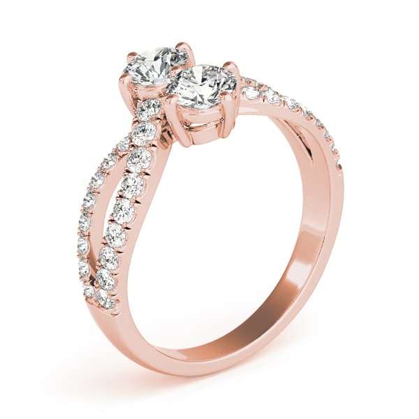 2-Stone Twisted Shank Fashion Ring (3/8 ct. tw.), Top view in rose gold