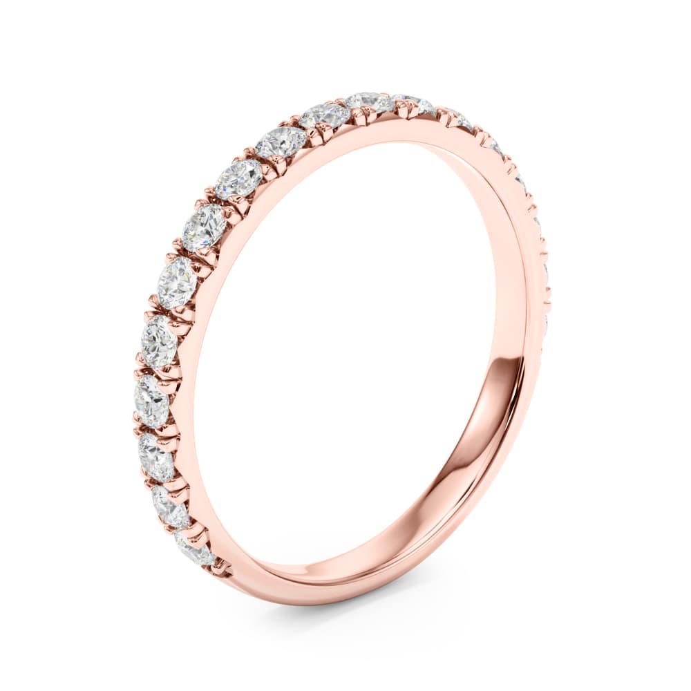 French-Cut Round Diamond Wedding Band (3/8 ct. tw.), Angle view in rose gold