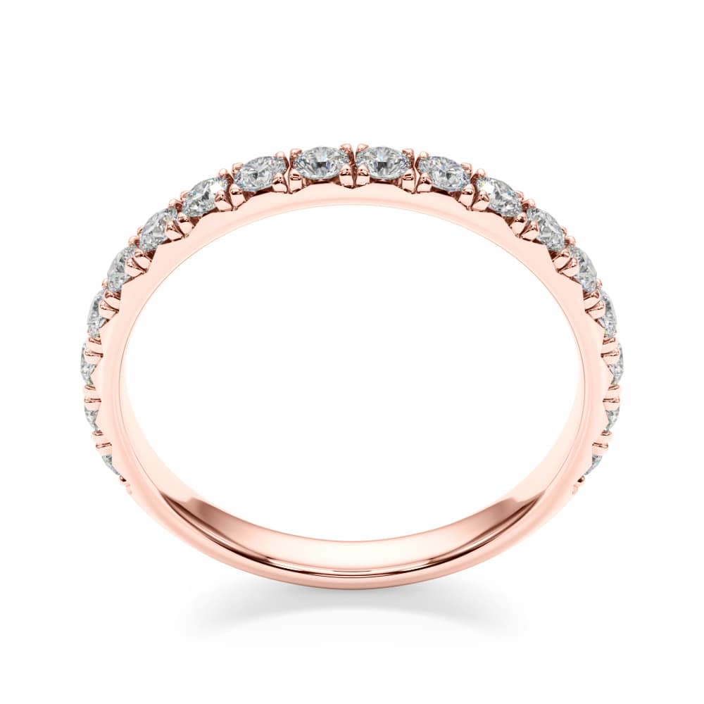 French-Cut Round Diamond Wedding Band (3/8 ct. tw.), Top view in rose gold