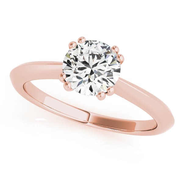 Double Prong Round Solitaire Engagement Ring, style 84844, Front view in rose gold