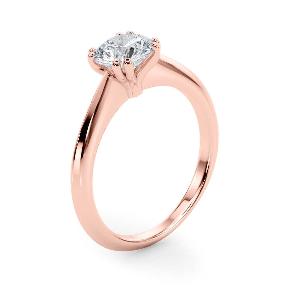 Double Prong Round Solitaire Engagement Ring, style 84844, Angle view in rose gold