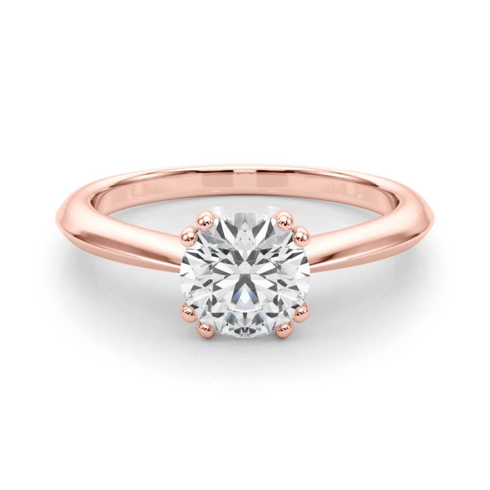 Double Prong Round Solitaire Engagement Ring, style 84844, On hand view in rose gold