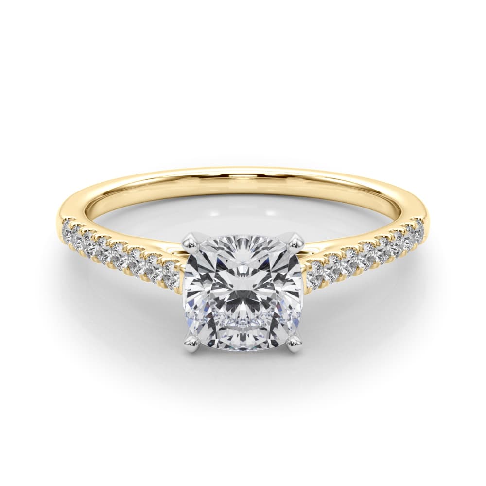 Single Row Diamond Engagement Ring, style 84846, On hand view in yellow gold