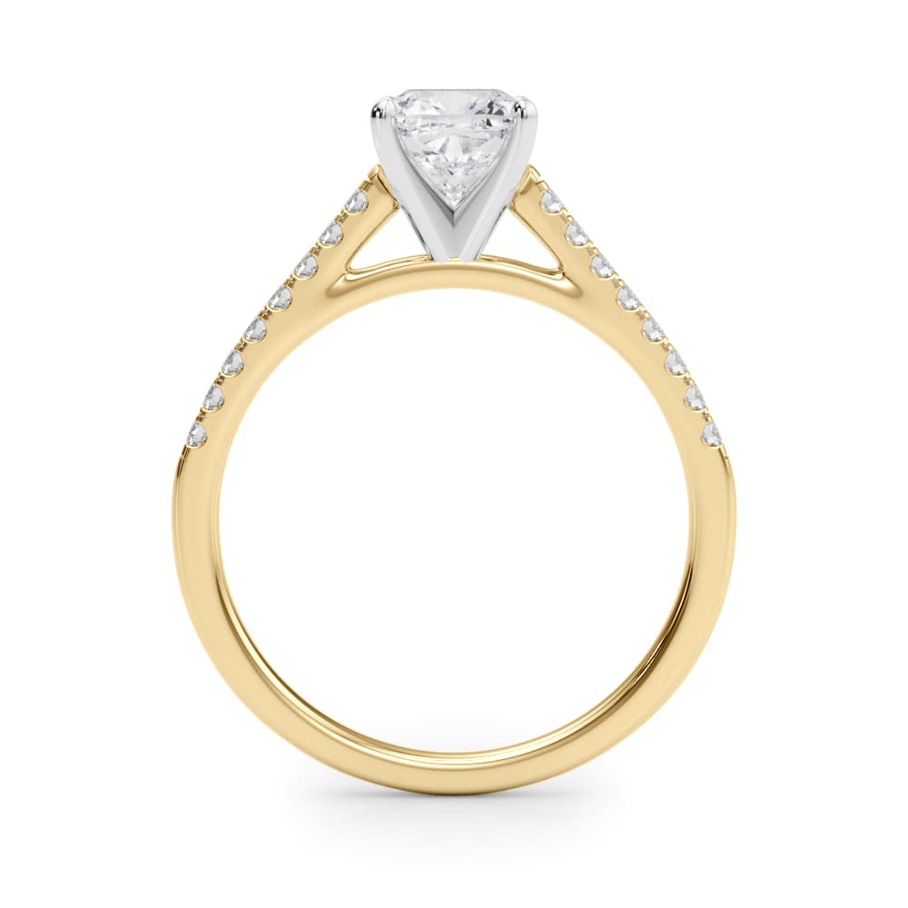 Single Row Diamond Engagement Ring, style 84846, Side view in yellow gold