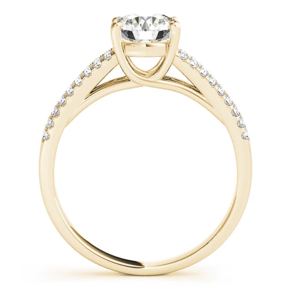 Solitaire Split Shank Engagement Ring, style 84847, Side view in yellow gold