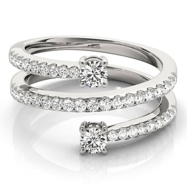 2-Stone Multi-Row Spiral Fashion Rings (1/2 ct. tw.), On hand view in white gold or platinum
