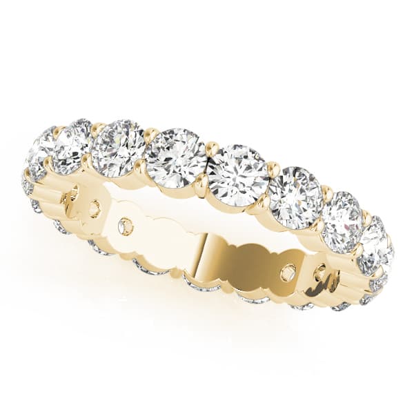 Shared Prong Eternity Wedding Bands (3.2 ct. tw.), Front view in yellow gold