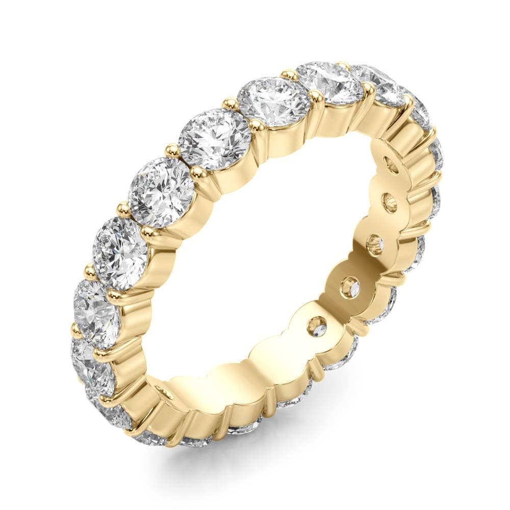 Shared Prong Eternity Wedding Bands (3.2 ct. tw.), Angle view in yellow gold
