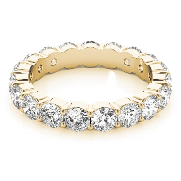 Shared Prong Eternity Wedding Bands (3.2 ct. tw.), On hand view in yellow gold