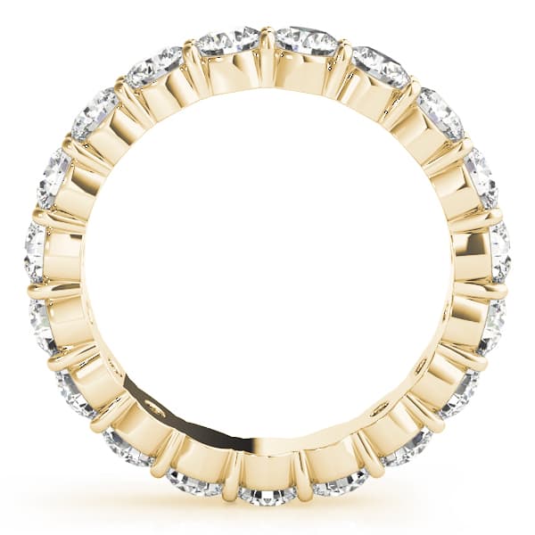 Shared Prong Eternity Wedding Bands (3.2 ct. tw.), Side view in yellow gold
