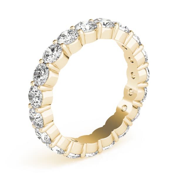 Shared Prong Eternity Wedding Bands (3.2 ct. tw.), Top view in yellow gold