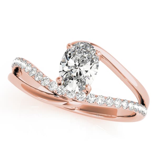 Oval 7x5 Gemstone Ring (0.17 ct. tw.), Front view in rose gold