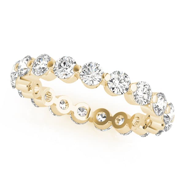 Single Shared-Prong Eternity Band (2.1 ct. tw.), Front view in yellow gold