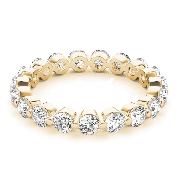 Single Shared-Prong Eternity Band (2.1 ct. tw.), On hand view in yellow gold