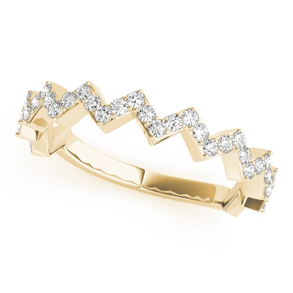Stackable Prong Set Zigzag Band (1/3 ct. tw.), Front view in yellow gold