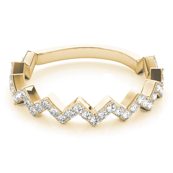 Stackable Prong Set Zigzag Band (1/3 ct. tw.), On hand view in yellow gold