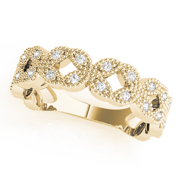 Vintage Milgrain Stackable Ring (1/8 ct. tw.), Front view in yellow gold