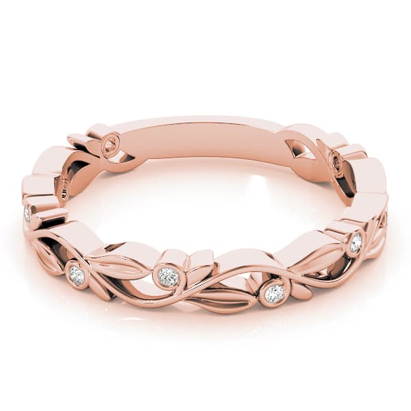 Nature Inspired Stackable Ring (0.04 ct. tw.), On hand view in rose gold