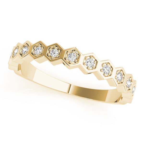 Hexagon Shaped Stackable Wedding Bands (0.1 ct. tw.), Front view in yellow gold