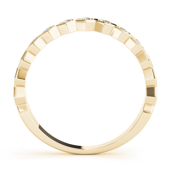 Hexagon Shaped Stackable Wedding Bands (0.1 ct. tw.), Side view in yellow gold