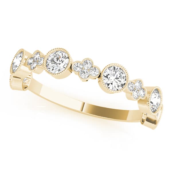Round & Clover Milgrain Band (0.3 ct. tw.), Front view in yellow gold