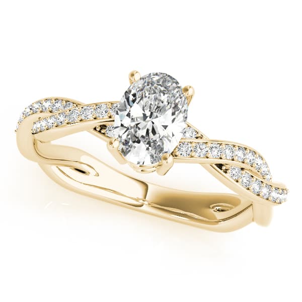 Double Row Twisted Shank Engagement Ring, style 85000, Front view in yellow gold