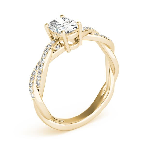 Double Row Twisted Shank Engagement Ring, style 85000, Angle view in yellow gold