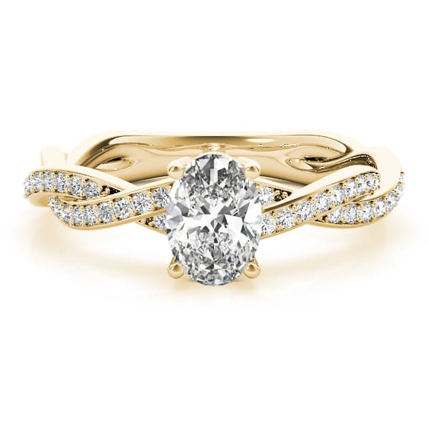 Double Row Twisted Shank Engagement Ring, style 85000, On hand view in yellow gold