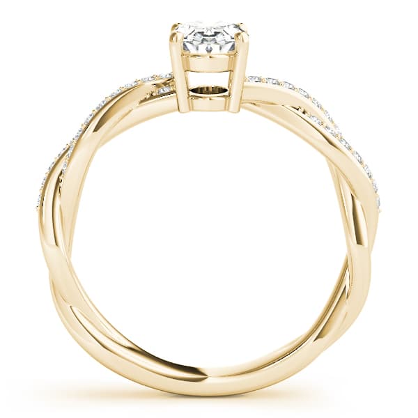 Double Row Twisted Shank Engagement Ring, style 85000, Side view in yellow gold