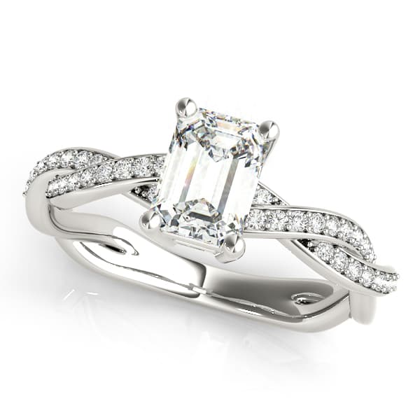 Emerald-Cut Braided Shank Multi-Row Engagement Rings — style 85001 in 10k White Gold