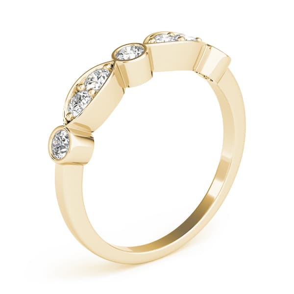 Bezel Set Marquise Wedding Bands (3/8 ct. tw.), Angle view in yellow gold