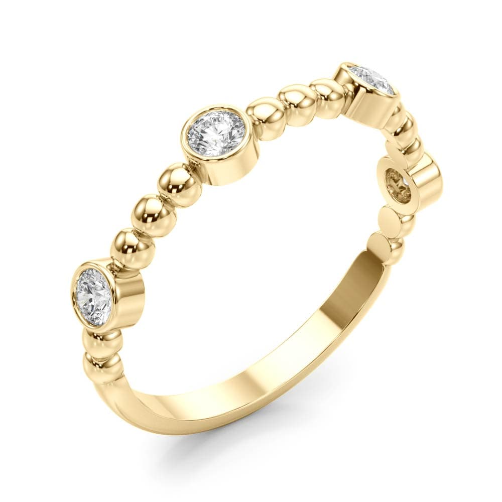 Round Bezel Set Stackable Band (1/4 ct. tw.), Angle view in yellow gold