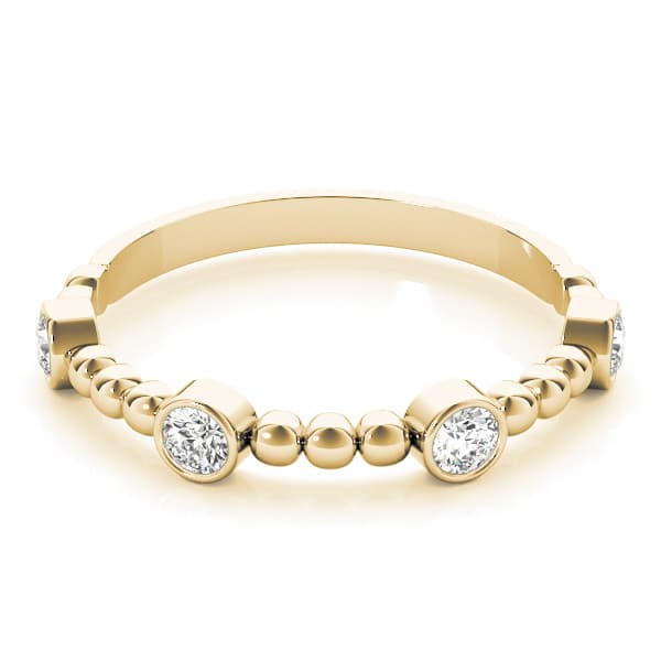 Round Bezel Set Stackable Band (1/4 ct. tw.), On hand view in yellow gold