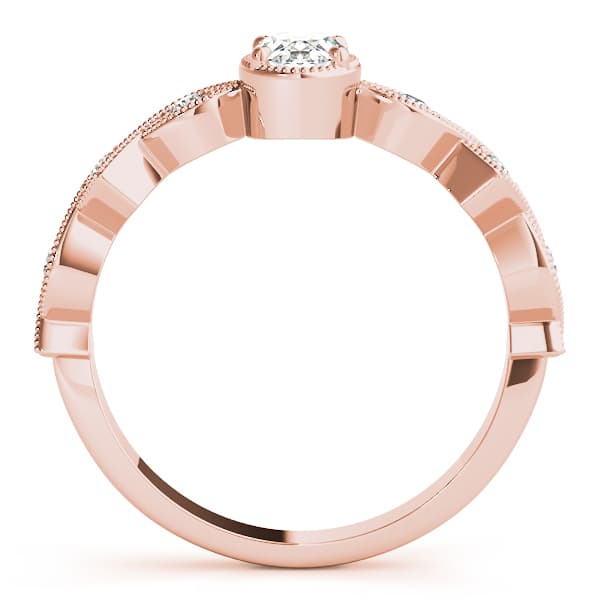 Vintage Single Row Milgrain Engagement Ring, style 85040, Side view in rose gold