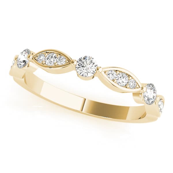 Round & Marquise Shaped Stackable Band (1/4 ct. tw.), Front view in yellow gold