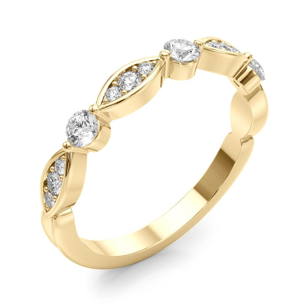 Round & Marquise Shaped Stackable Band (1/4 ct. tw.), Angle view in yellow gold