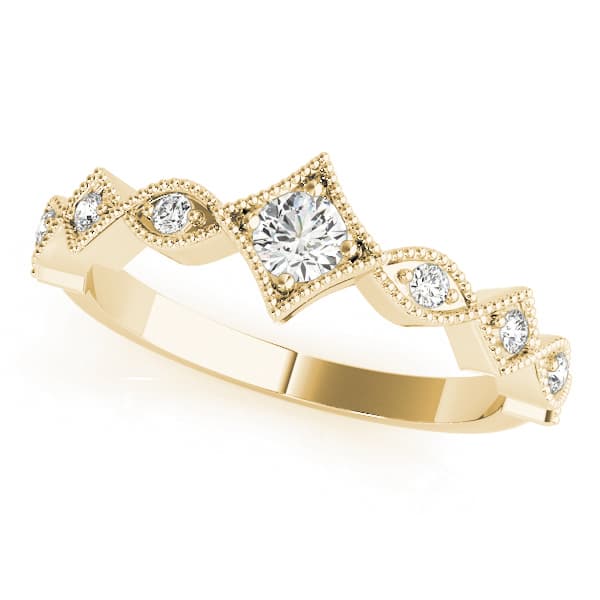 Stackable Marquise Milgrain Wedding Rings (0.09 ct. tw.), Front view in yellow gold