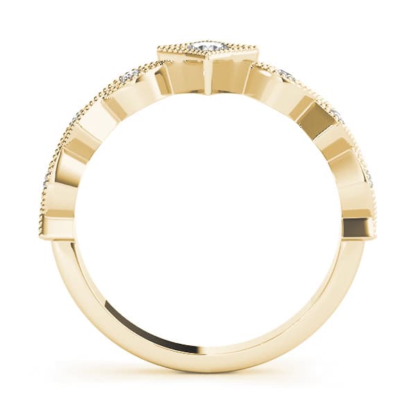 Stackable Marquise Milgrain Wedding Rings (0.09 ct. tw.), Side view in yellow gold