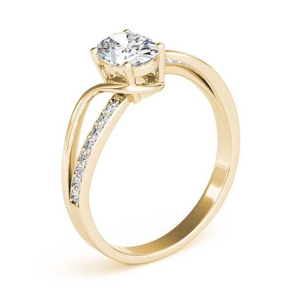 Single Row Bypass Split Shank Engagement Ring, style 85068, Angle view in yellow gold