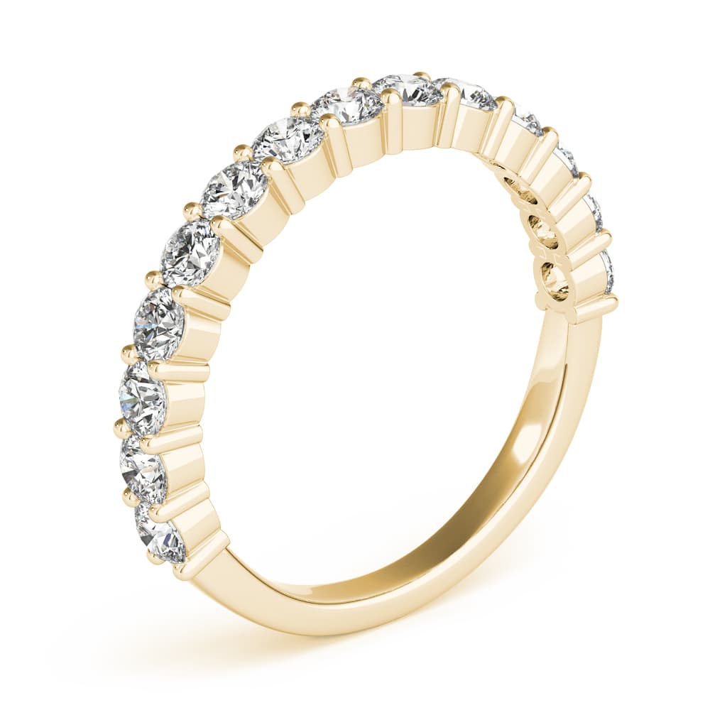 Single Row Prong Set Wedding Ring (0.48 ct. tw.), Angle view in yellow gold