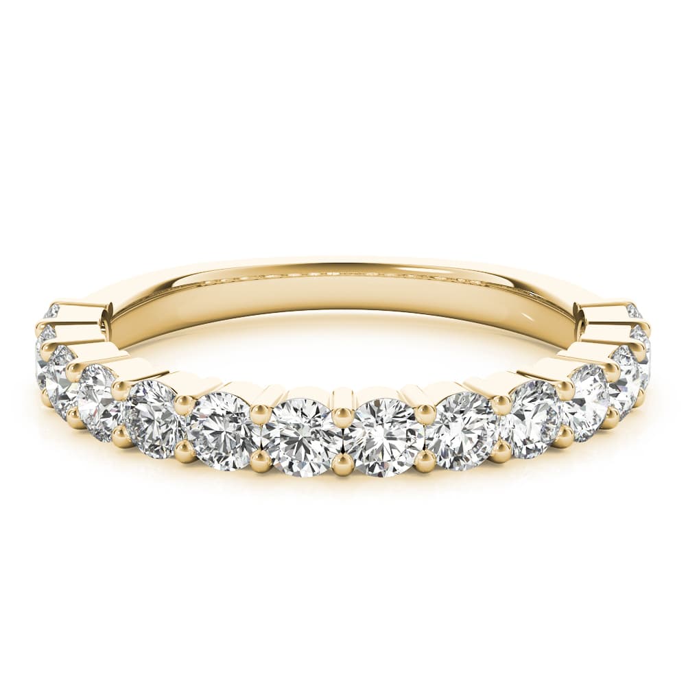 Single Row Prong Set Wedding Ring (0.48 ct. tw.), On hand view in yellow gold